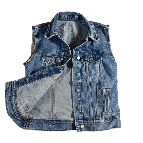Old Navy Womens Denim Vest, Size XS, Sleeveless BLUE Wash - Picture 5 of 9